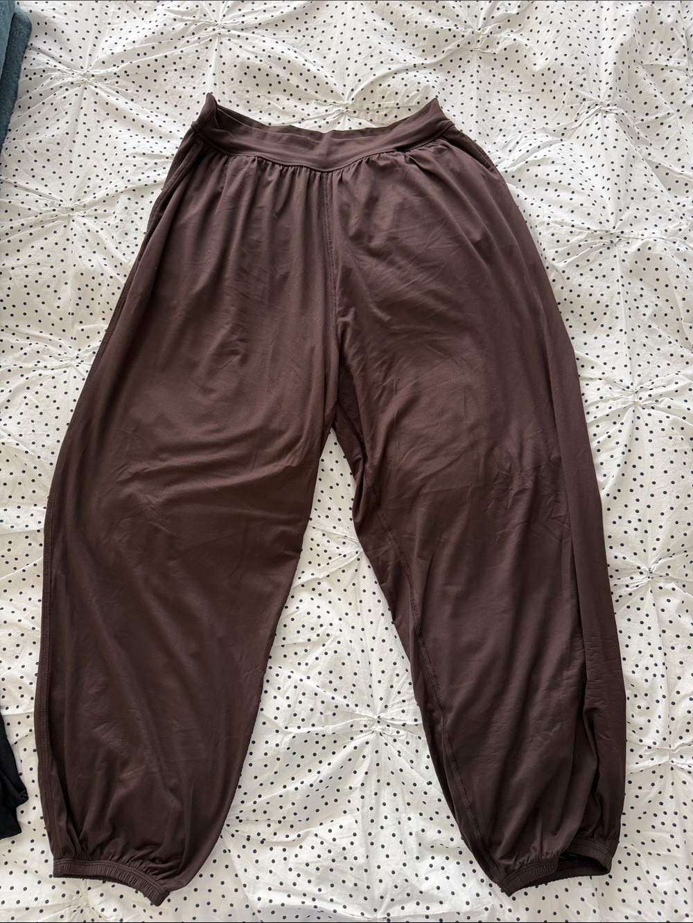 Offline Aerie Chocolate Brown Elastic-Waist bubble Joggers
